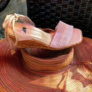 Stuart Weitzman Champagne Woven Espadrille Sandals